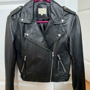 Sezane Zig Black Leather Jacket
